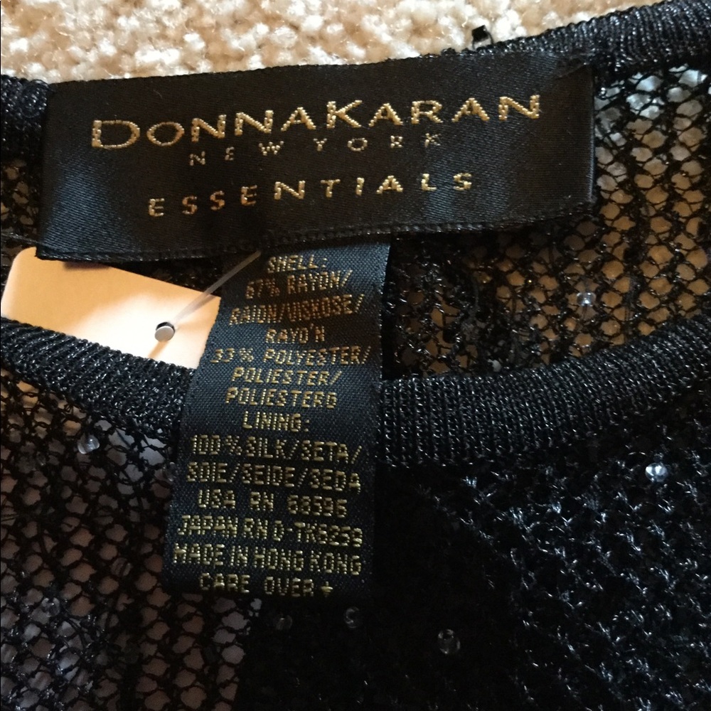 Donna Karan black label sheer beaded top